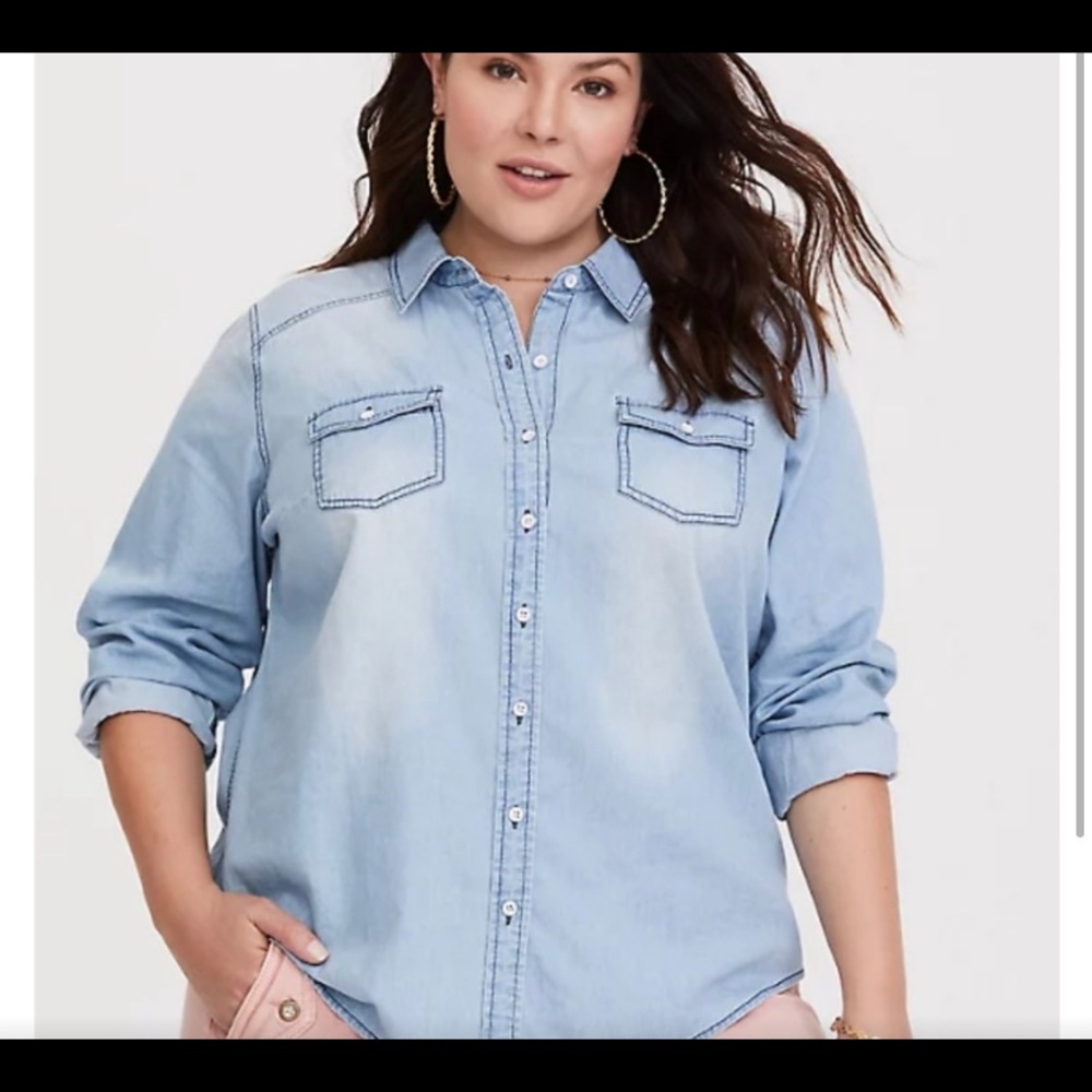 Torrid denim button down shirt